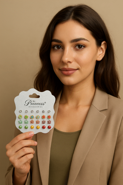 12 Pair Rhine Stone Multi Earinngs Set